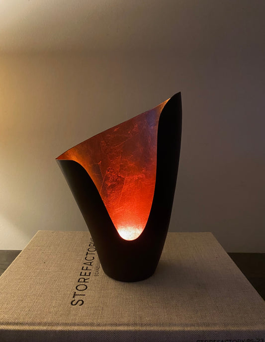 Shaped Black & Copper Tealight Holder