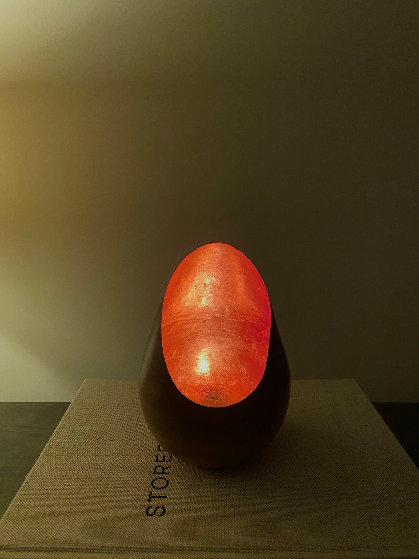 Egg Shaped Antique Brown Marble & Copper Tealight Holder